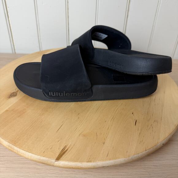 LULULEMON Restfeel Slide Sandal Women Size 9 Black Recovery Slip On Cushioned - Picture 2 of 13